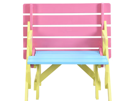 Kids Multi-Functional Arm Chair, Table With 2 Benches All-In-One Set