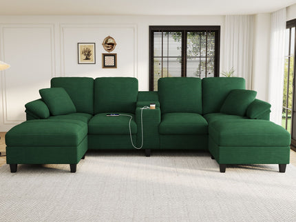 Modern U-Shaped Sectional Sofa With Storage Ottomans