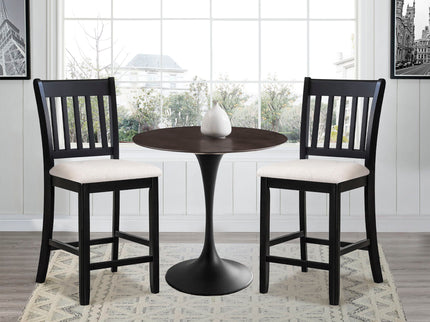 Transitional Rubberwood Dining Room Chairs (Set of 2) With Slatted Back - Black