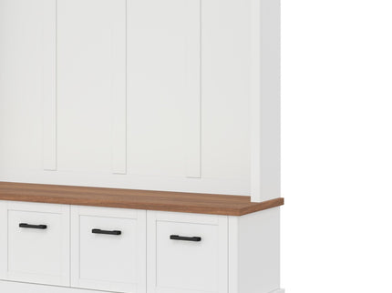 Hall Tree With Storage Bench Mudroom Coat Rack With 6 Hooks