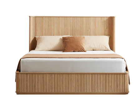 Wave Pattern Headboard Platform Bed Frame
