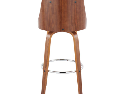 Gianna - Mid Century Modern Fixed Height Barstool With Swivel With Round Footrest (Set of 2)