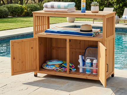 Patio Bar Table Set With Storage