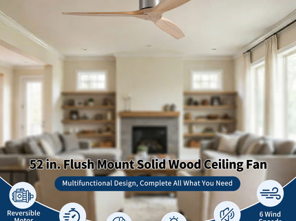 Low Profile Flush Mount Ceiling Fan Without Light