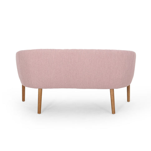Mid Century Modern Loveseat With Channel Stitched Backrest
