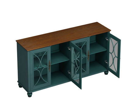 Elegant 4 Door Cabinet With Tempered Glass Doors