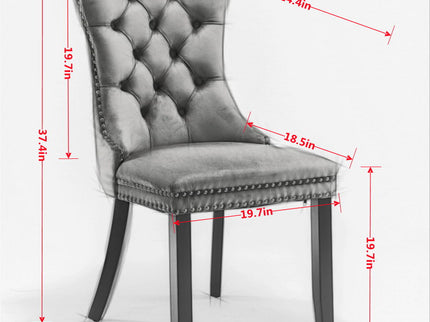 Classic Velvet Dining Chairs, High-End Tufted Solid Wood Contemporary Velvet Upholstered Dining Chair With Wood Legs Nailhead (Set of 2) - Burgundy