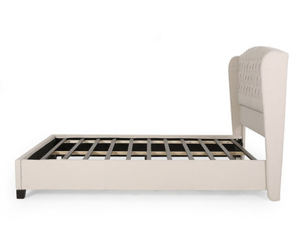 Twilight Fully Upholstered Fabric Wingback Queen Bed - Ivory