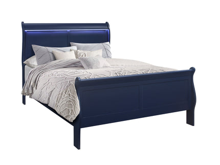 Charlston - Modern Sleigh Design Bed With LED