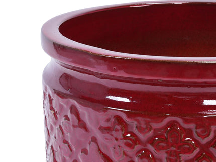 3 Pieces Ceramic Flowerpot, Planter For Patio & Garden Or Windowsills - Bean Paste Red