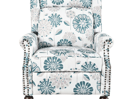 Push Back Recliner Chair Upholstered Recliner Armchair With Classic Wing Back And Solid Gourd-Shaped Legs