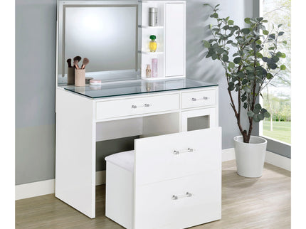 Kerr - 2 Drawer Makeup Vanity Table With Mirror And Stool