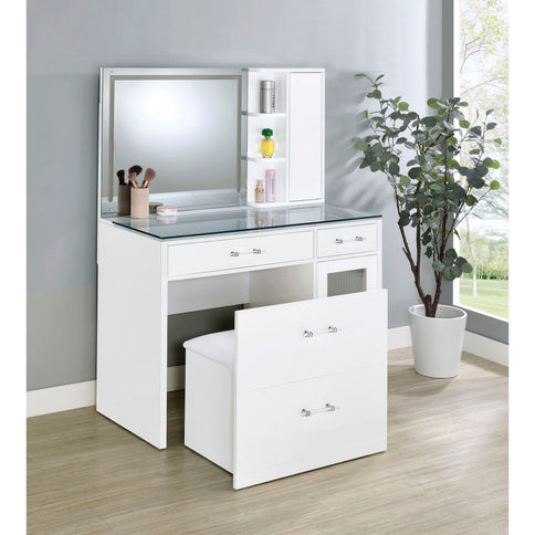 Kerr - 2 Drawer Makeup Vanity Table With Mirror And Stool