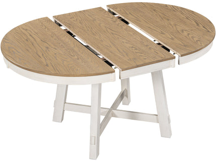 Round Extendable Dining Table Set With 4 Upholstered Chairs
