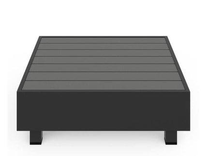 Square Slatted Patio Coffee Table With Rust Resistant Accents - Gray