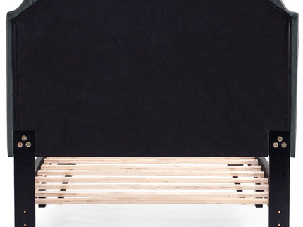 Button Tufted Bed With Nailhead Trim