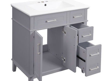 Modern Bathroom Vanity With Sink, Storage Cabinet, Soft Close Doors, Deep & Standard Drawers