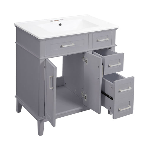 Modern Bathroom Vanity With Sink, Storage Cabinet, Soft Close Doors, Deep & Standard Drawers
