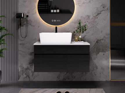 Floating Bathroom Vanity With Sink For Small Bathroom - White / Black