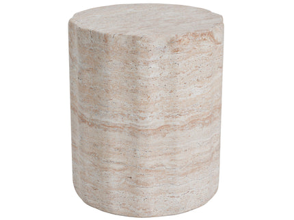 Elegant Indoor / Outdoor Lightweight Concrete Side Table With Travertine - Beige