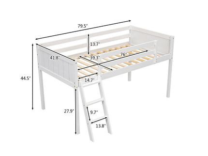Low Loft Bed With Adjustable Ladder