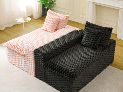 Multifunctional Sofa Pink Black, Fits 4 People