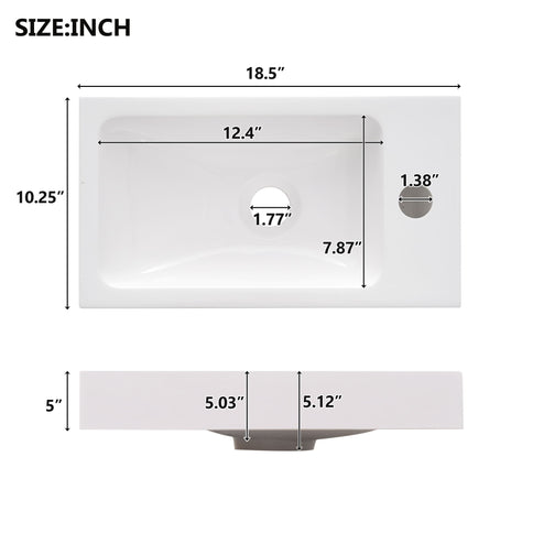 Floating Bathroom Vanity With Resin Basin, Left Side Storage - White