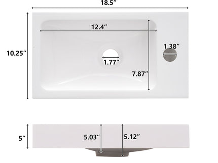 Bathroom Vanity With Reversible Resin Sink, Cabinet & Zinc Alloy Handles - Wood