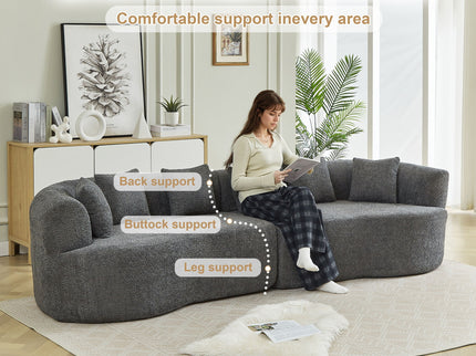 Curved Sectional Sofa With 6 Pillows
