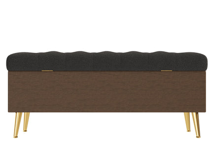 Modern Tufted Storage Ottoman Bench With Metal Legs