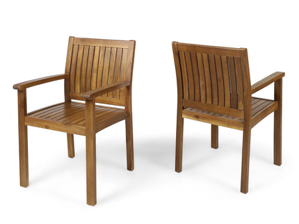 Amethyst - Outdoor Dining Chair With Slat Design (Set of 2) - Natural
