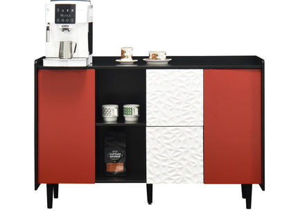 Modern Sideboard Buffet Cabinet With Doors And Unique Panel Styling