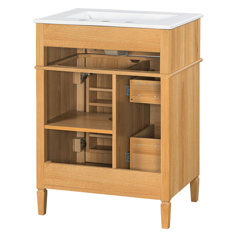 Bathroom Vanity With Sink, Cabinet With Flip Out Drawer, 2 Soft Close Drawers, 1 Soft Close Door - Wood