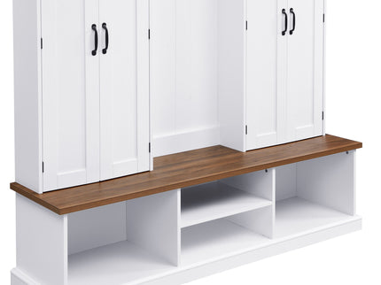 Entryway Hall Tree With Bench, 3 Top Cubbies & Bottom Storage Space