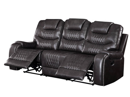 Braylon - Magnetite Synthetic Leather Manual Recliner Sofa - Brown