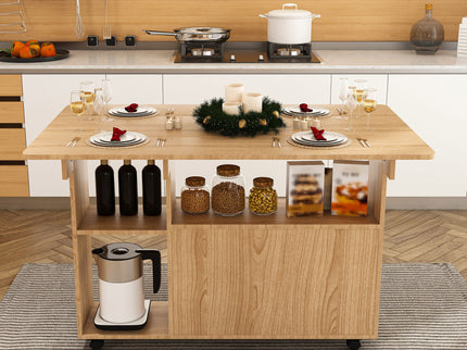 Multi Functional Folding Table With Storage Shelves And Wheels