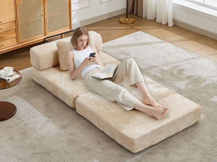 Convertible Floor Sofa Bed With Fixed Shape Frame For Living Room