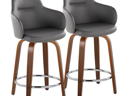Boyne - Contemporary Fixed Height Counter Stool With Swivel With Round Footrest (Set of 2)