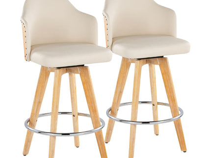 Ahoy - Contemporary Fixed Height Counter Stool & Round Footrest (Set of 2)