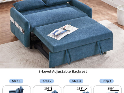 Pull Out Sleep Sofa Bed Loveseats Sofa Couch With Adjsutable Backrest, Storage Pockets, 2 Soft Pillows, USB Ports For Living Room, Bedroom, Apartment, Office