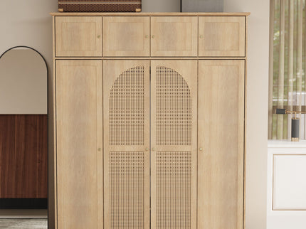 8 Door Armoire Wardrobe With Adjustable Shelves And Hanging Rod