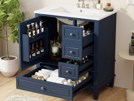 Freestanding Bathroom Vanity With Sink, Soft Close Door, 3 Drawers