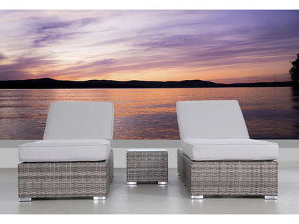 3 Piece Chaise Lounge Set With Adjustable Reclining - Gray Mix