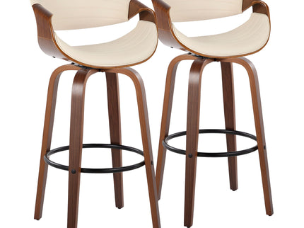 Symphony - Mid Century Modern Fixed Height Barstool With Swivel And Round Footrest (Set of 2)
