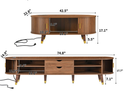 TV Stand & Coffee Table Set With Charging Station