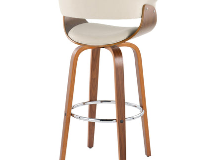 Vintage Mod - Mid Century Modern Fixed Height Barstool With Swivel With Round Footrest (Set of 2)