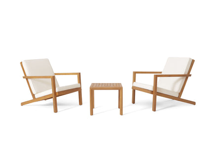 3 Piece Outdoor Chat Set With Table And 2 Adirondack Chairs - White / Brown Patina