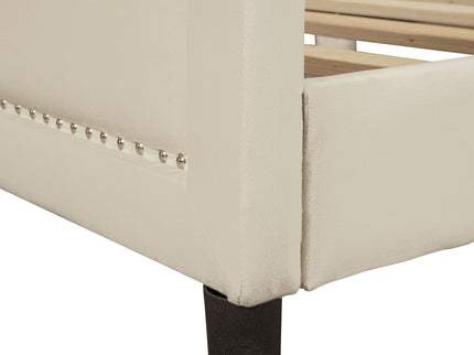 Upholstered Daybed With Classic Stripe Shaped Headboard