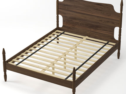 Retro 4 Poster Platform Bed Frame With Curved Tall Headboard