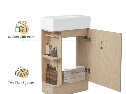 Modern Bathroom Vanity With Sink And 2 Tier Shelf